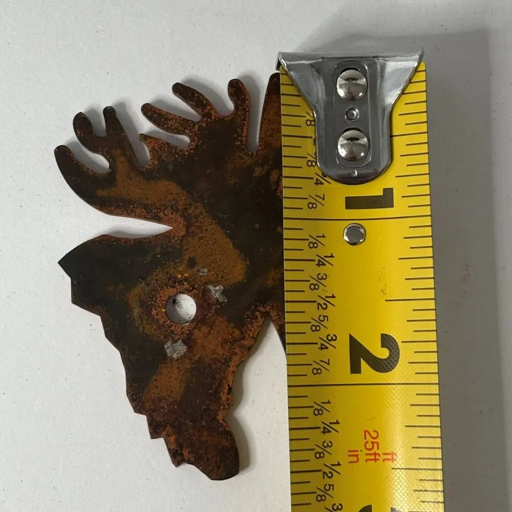 Reversible Moose Metal Drawer Knob Natural Rust Patina Lodge Cabin Core Rustic